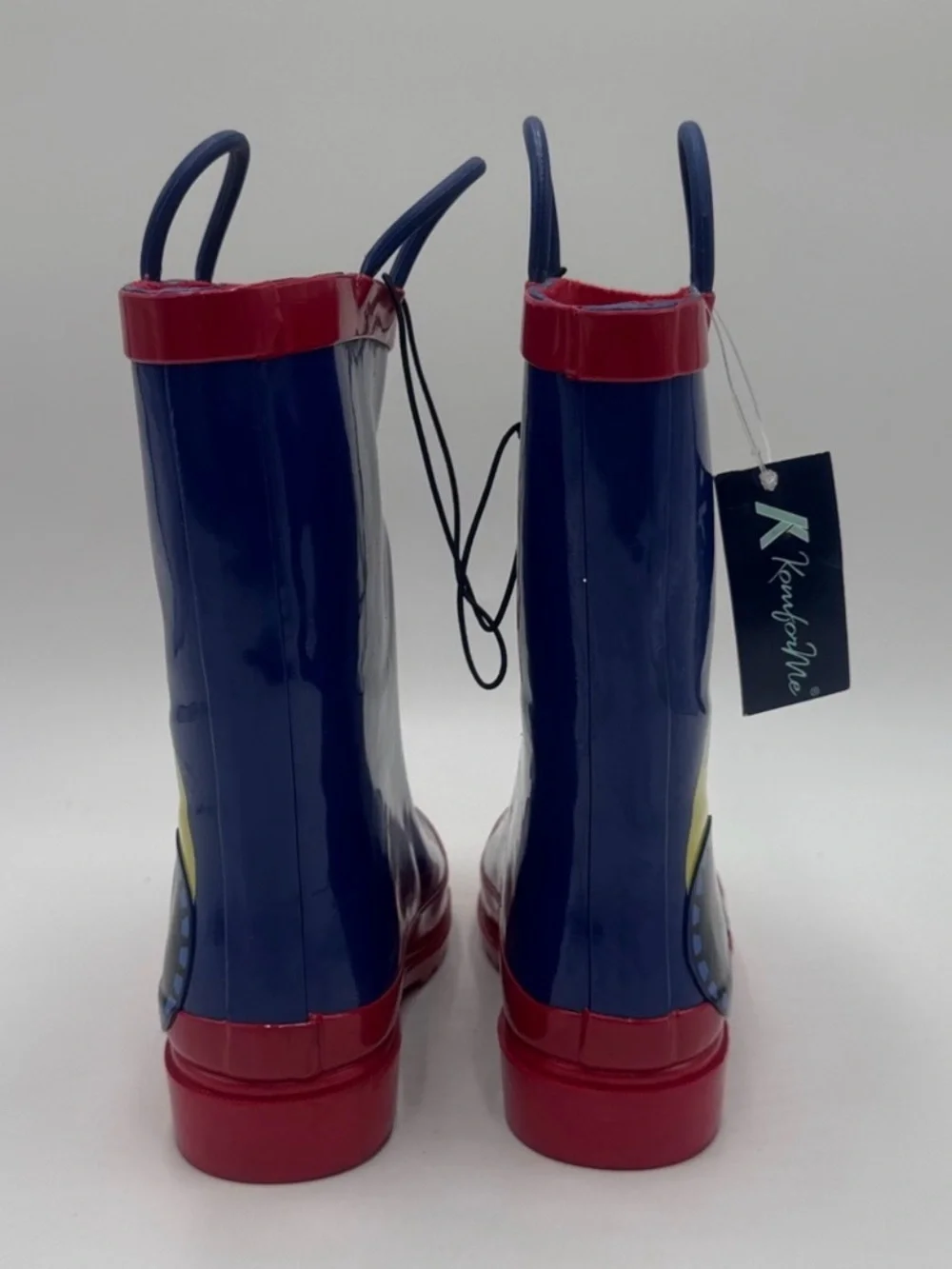 NWT Kids Navy Blue & Red Tractor Rain Boots Size !